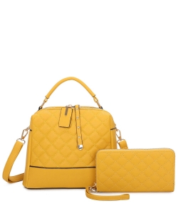 Quilted Top Handle 2-in-1 Satchel LF472S2 YELLOW